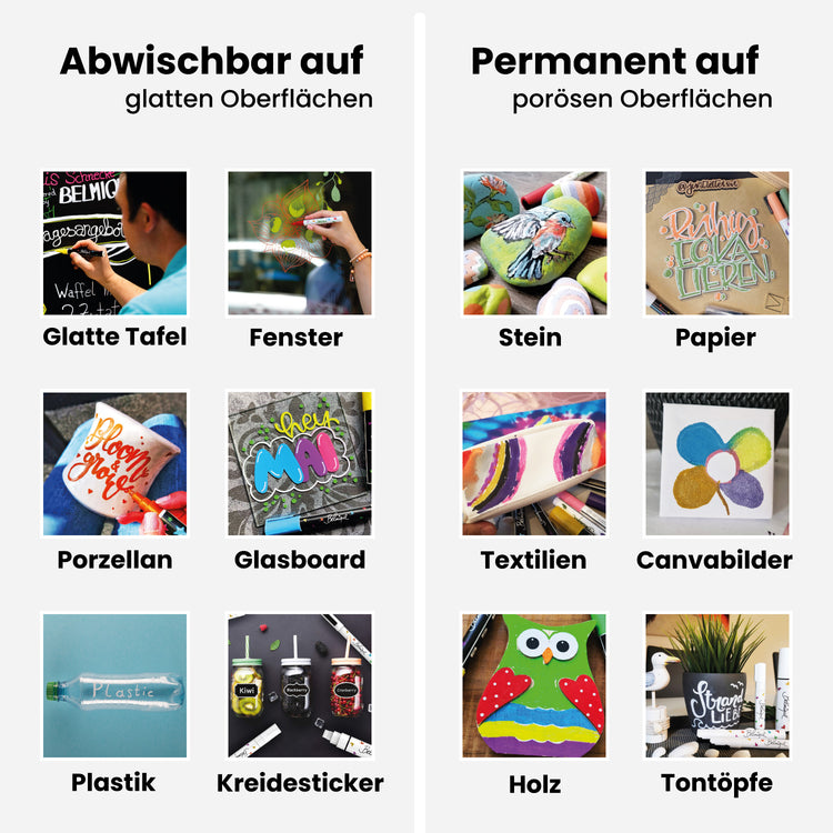 fenstermalstifte sind auf vielen Oberflächen abwischbar