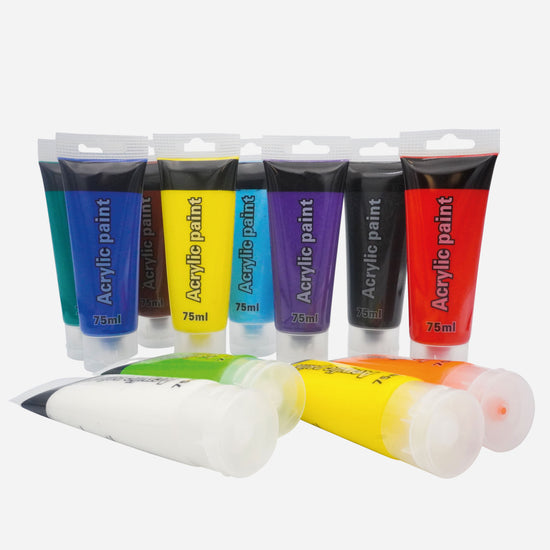 Belmique acrylic paint set - 12x 75ml - for canvas, wood, paper, ceramics