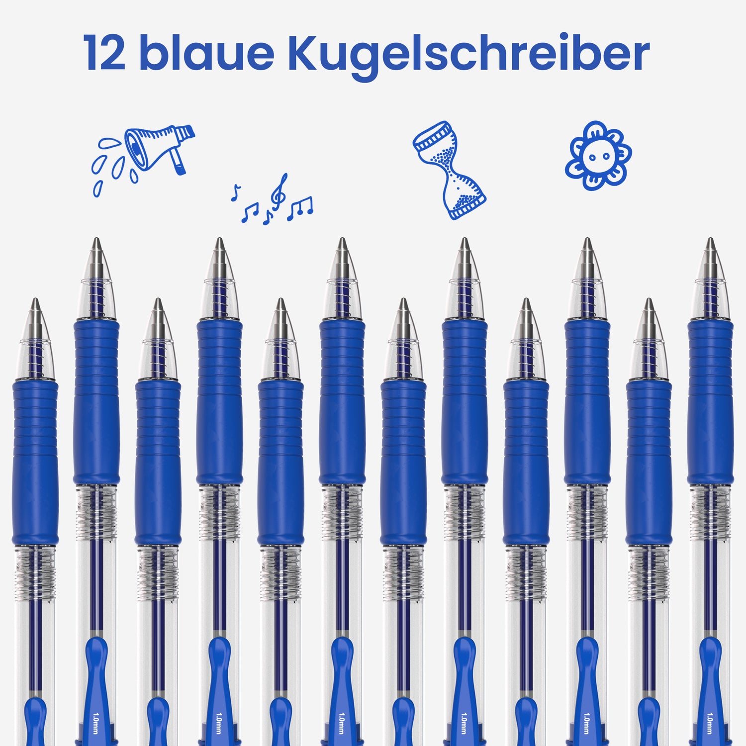 12 blaue Kugelschreiber